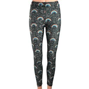 Terez Womens Multi Rainbow Print Mid Rise Pull On Activewear Fitness Leggings S